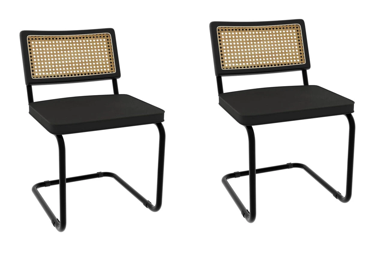 2 pcs Stools Rattan Back Dining Chair Woven Rattan